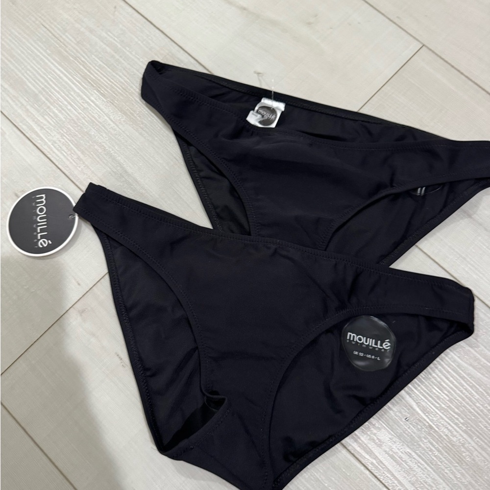 $215 NEW MOUILLÉ SWIMWEAR Charlotte Bikini Bottom, black (Size L/us8 ）